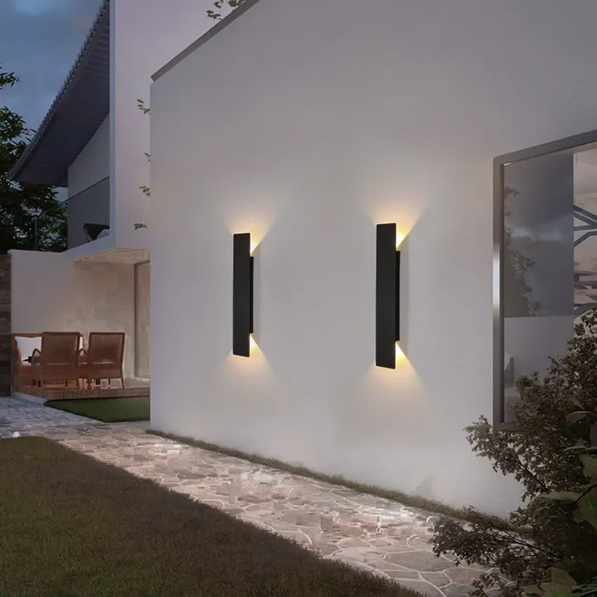 ShadowRay – Moderne LED Wandleuchte Außen aus Aluminium Wasserdicht Schwarz